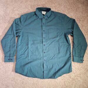 LL Bean Button Down Shirt Mens L Green Traditional Fit Cotton Top